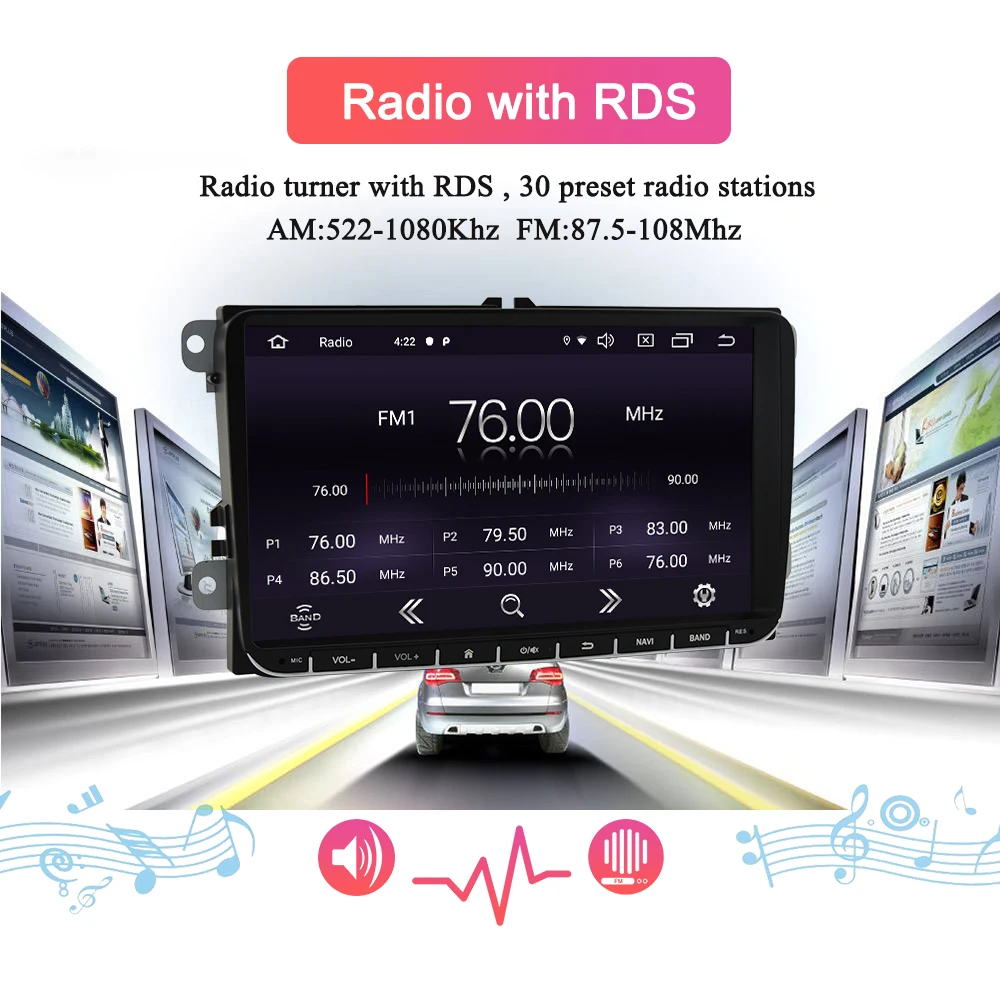 Best Navivox 9" 2 Din Android 9.0 Car Multimedia Player For Volkswagen SKODA Seat GOLF 5 Golf 6 POLO PASSAT B5 B6 TIGUAN Car DVD GPS 4