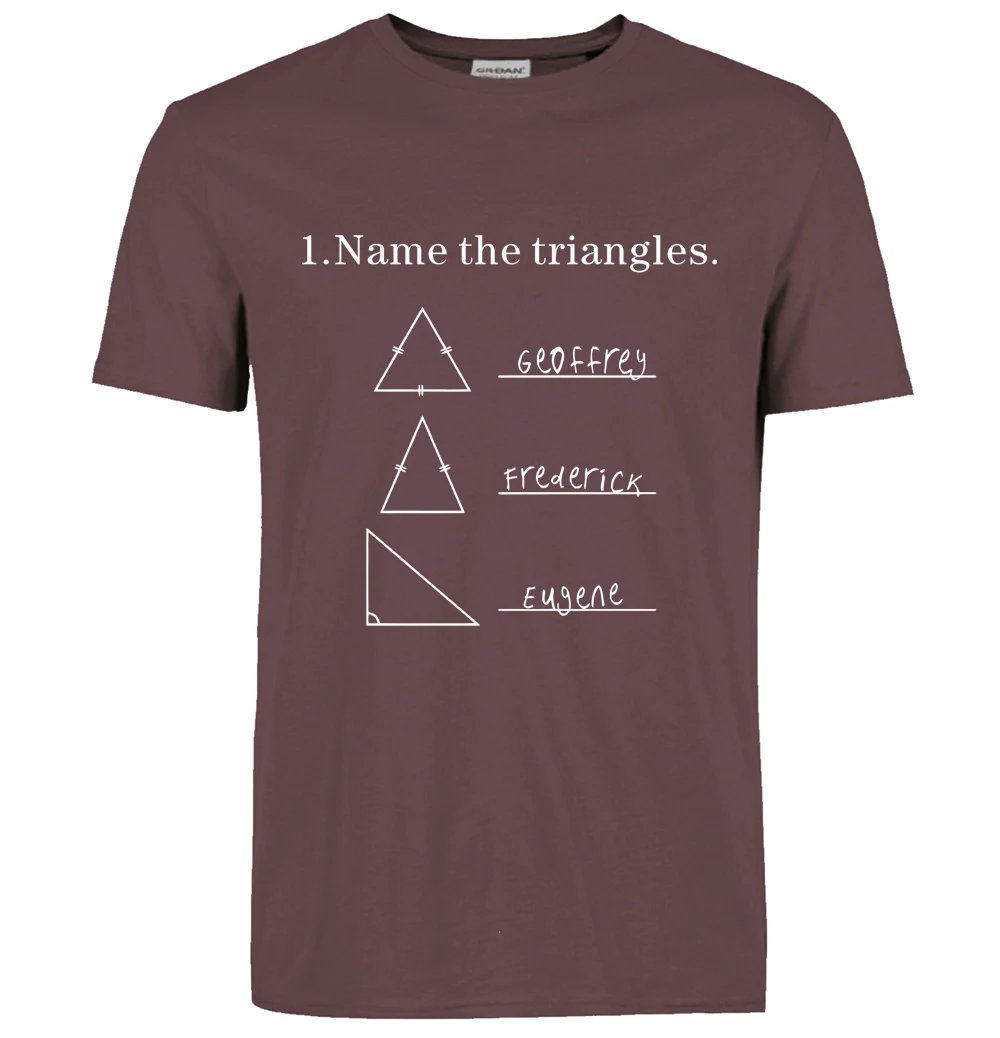 Забавная футболка с надписью «NAME The triangles» и геометрией математики, лето/весна, мужская повседневная футболка с коротким рукавом и круглым вырезом размера плюс - Цвет: brown1