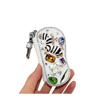 

2019 NEW Handmade diamond zebra Key bag Wallet Organizer Bag Women Housekeeper Keys Chain For Small zipper Key Case Keys Pouch