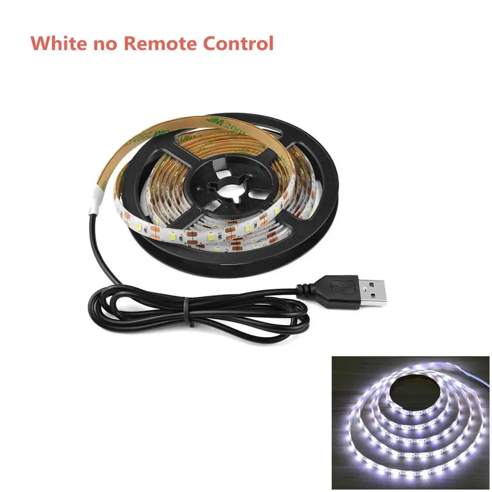 5V USB мощная светодиодная лампа 2835 SMD RGB светодиодная подсветка для шкафа HDTV ТВ Настольный ПК экран подсветка для шкафа освещение для кухни - Цвет: White no Remote