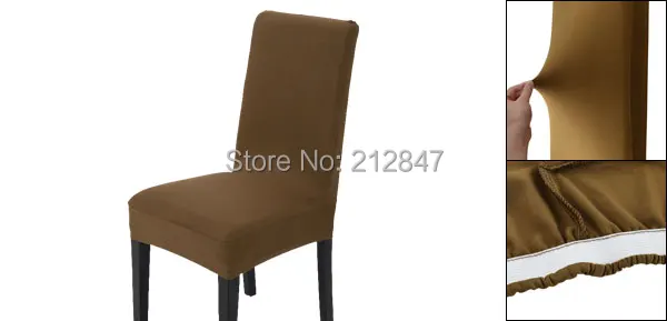 Stretchy Seat Covers Hotel Dining Room Ceremony Kitchen Bar Dining Chair Cover Restaurant Wedding Part Decor (Brown)