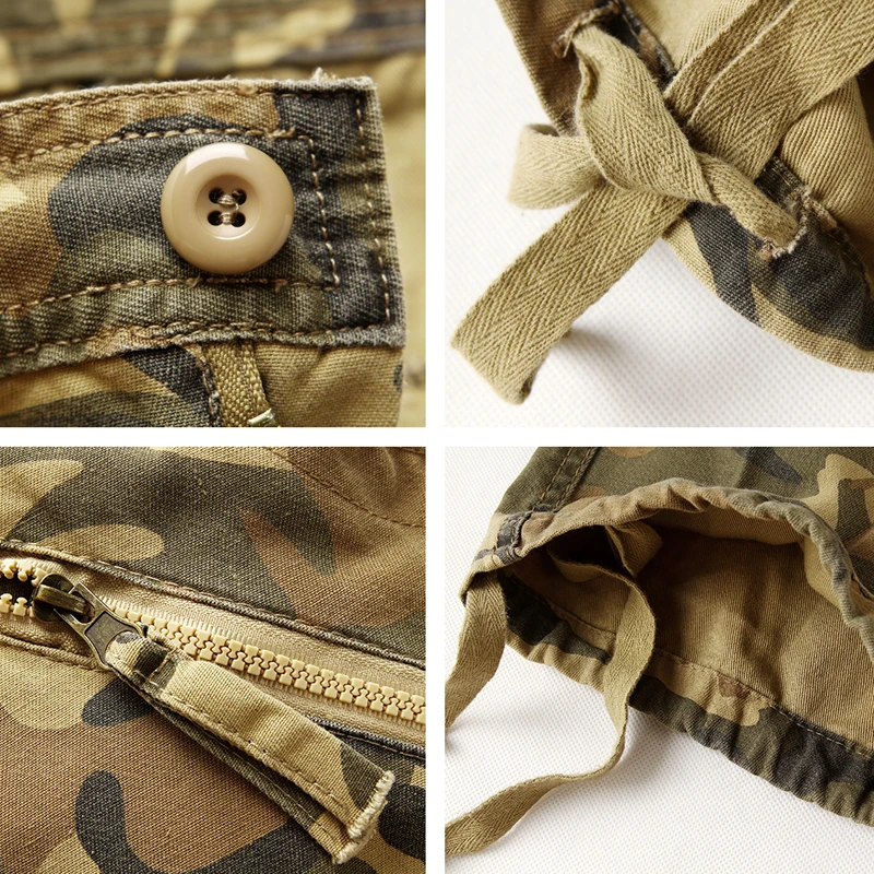 Shujin Camouflage Print Pants Autumn Casual Loose Pantalones Hombre Multi Pocket Military Sweatpants Zipper Fly Cargo Joggers