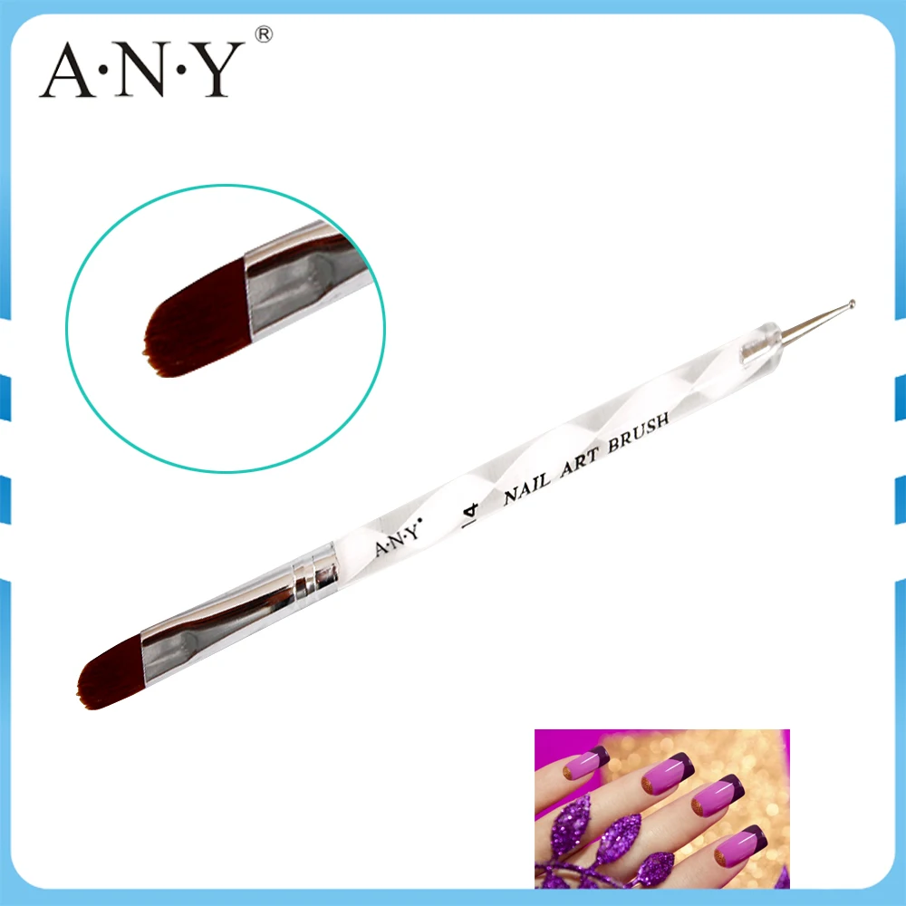 

ANGNYA Acrylic Handle High-Tech Nylon Hair Dotting Pen+Cat Tongue Shape Hair 14# Two Use Brush Single Piece A059