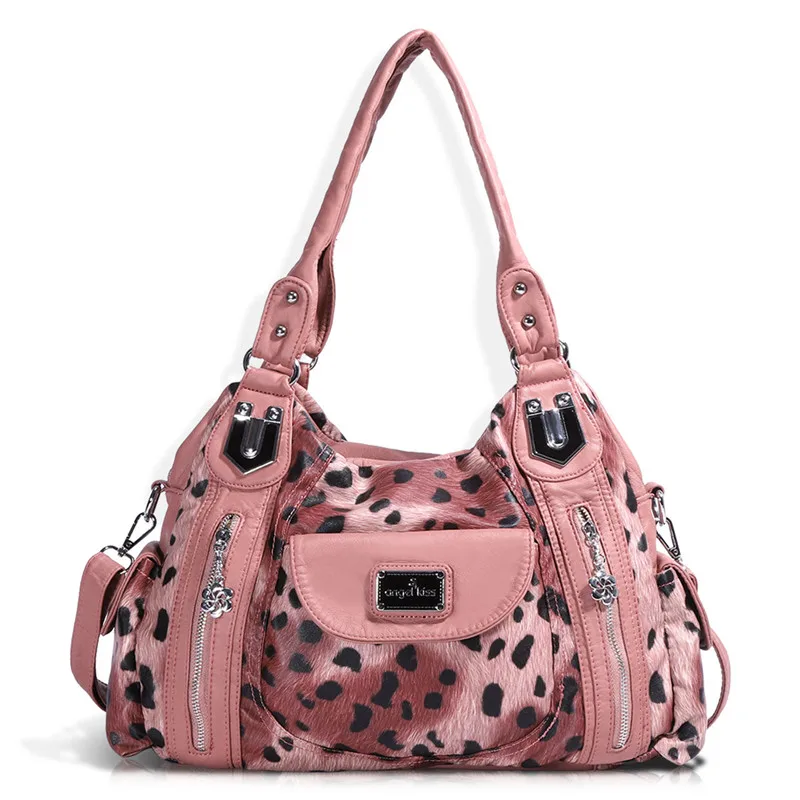 

Angel Barcelo Women Handbags Large Capacity Multi Pockets Casual Sling Bags Totes with Flower Leopard Printing Shoulder bags