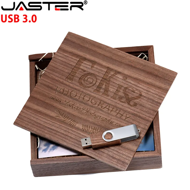 

JASTER USB 3.0 Flash Drive Wood Photo Album Box with USB Stick Pen Drieve (Free Logo Fee) External storag