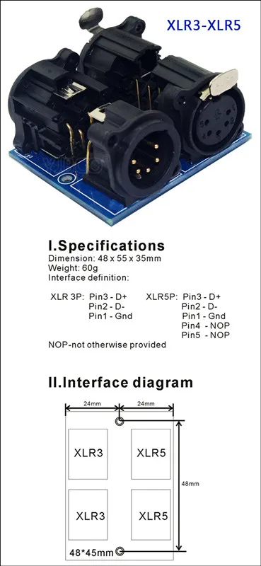 Клеммный адаптер, 5 ядер XLR на 3 ядра XLR, RJ45-3P, ADDR2, XLR5-3P использовать для CH светодиодный dmx512 диммер светодиодный декодер - Цвет: XLR5-XLR3