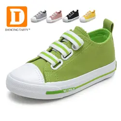 Новый 5 цветов холст детская обувь сплошной Эластичная Лента Детские кроссовки 2019 Повседневное резиновая доска зеленый черный туфли для