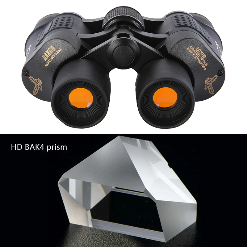 

1Pcs 60x60 Telescope Outdoor Coated Optics Day/ night Vision Working Hunting Military High-Powered Binoculars Anti-fog Black j2
