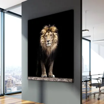 

Modular Canvas Pictures Painting 1 Panel The Great Lion Black Animal Home Decoration Prints Poster For Living Room Wall Artwork