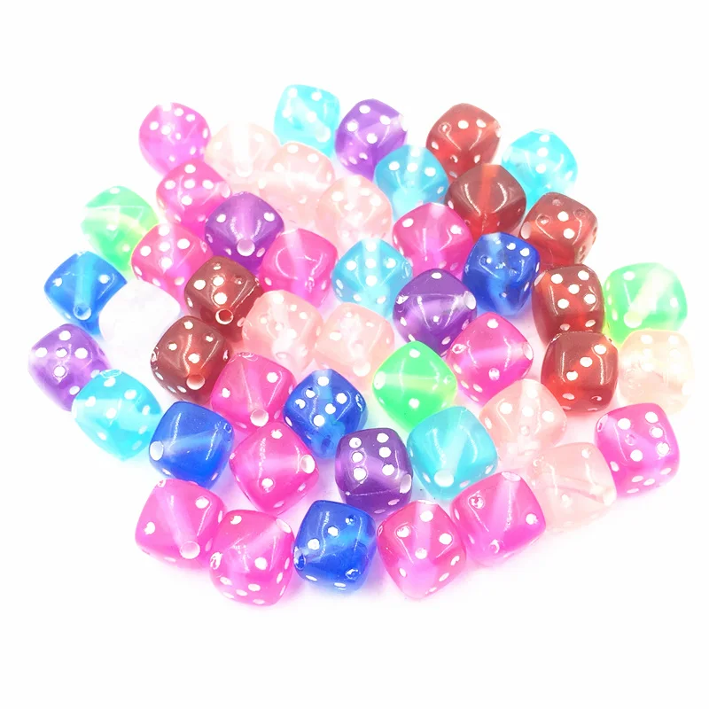 50Pcs Mixed Transparent Square Dice Acrylic Spacer Beads Fashion
