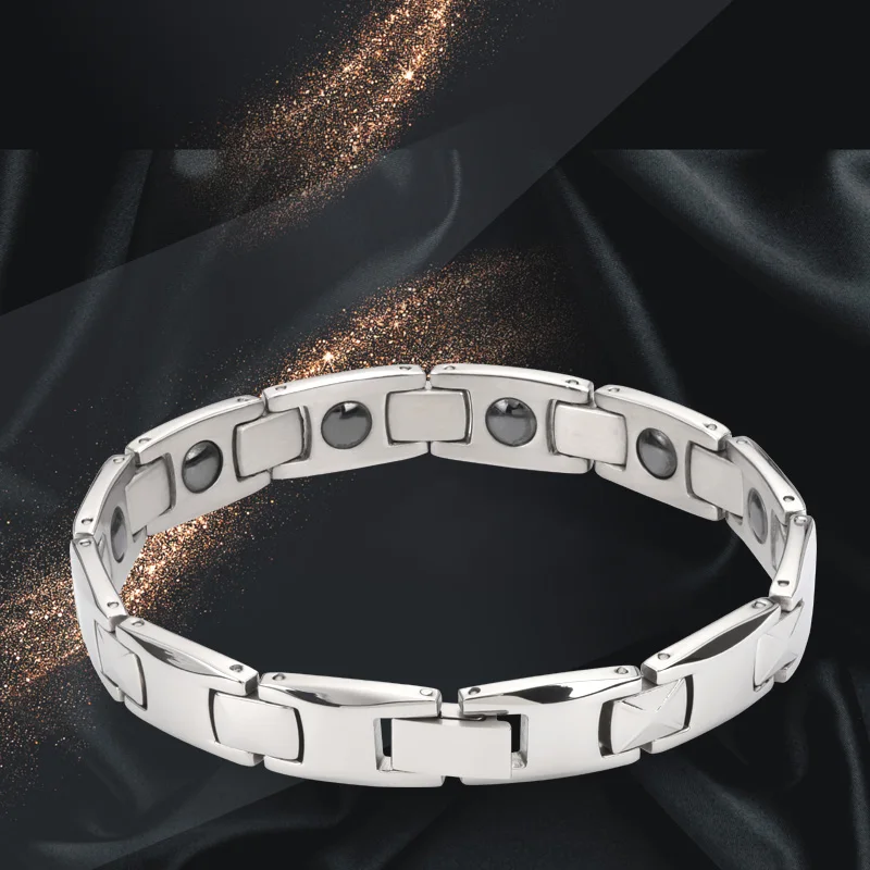 2019 fashion man titanium stainless steel jewelry male Charm Bangles silver color tungsten design magnetic bracelets for men (6)