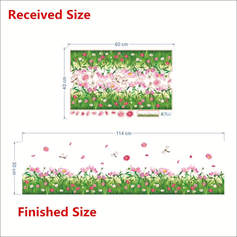 Красочные природные цветы трава Стрекоза 40*60 см наклейки на стену для детской комнаты домашний Декор ПВХ Наклейки на стены цветочные росписи искусство - Цвет: Многоцветный