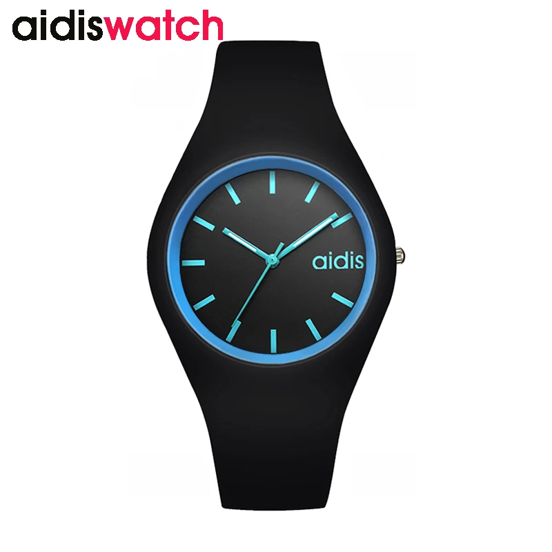 

Aidis Brand Girl Boy Watch Women Men Student Simple Black White Silicone Strap Watch Outdoor Luminous Sport Clock dames horloges
