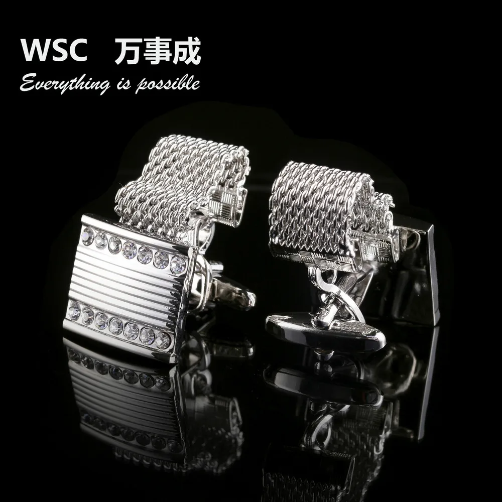 5pairs/lot Classic Chain Cufflinks Crystal Chain Cuff Links Business