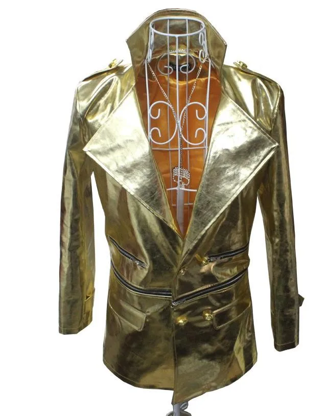 Flash gold рок-певец Куртки из искусственной кожи для мужчин пальто мужские куртки сценическая 1 модная популярная мужская куртка одежда 2XL
