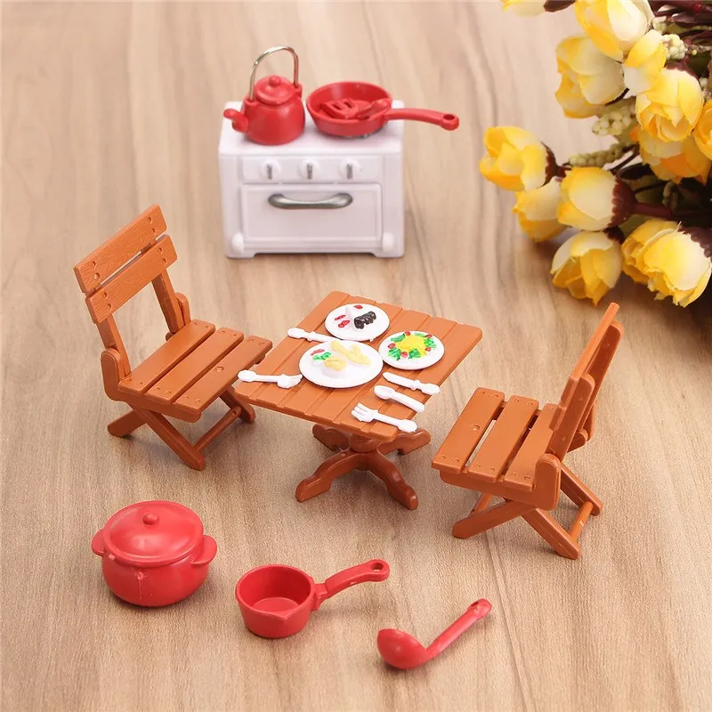 DIY البلاستيك دمية مصغرة مجموعة الرحلة الصوتيات للأطفال 1/12 دمى منزل Miniatura ديكور الجدول أثاث لعبة مجموعات
