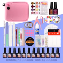 Гель-лак для ногтей набор маникюрный УФ-гель лак 36 УФ лампа УФ-гель 10 мл Лак для ногтей Блестящий Порошок для ногтей маникюрные инструменты для ногтей