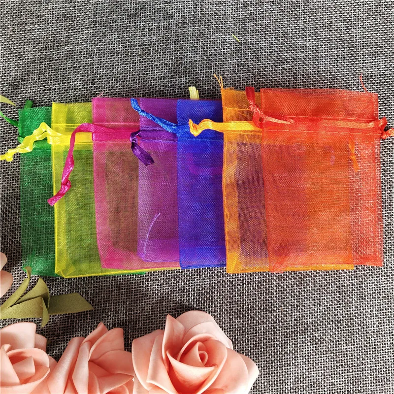 

50Pcs/bag Organza Bags 7x9cm Wedding Pouches Gift Bag 19 Colors Selection Jewelry Packaging Transparent Gauze Bag 6Z-SH312