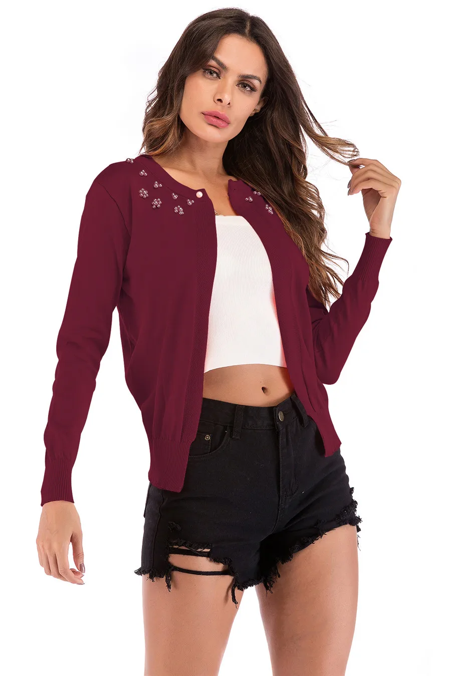 Gladiolus New Autumn Winter Sweater Women 2018 Long Sleeve Beading Single Button Casual Knitted Cardigan Women Sweater Jumpers (20)