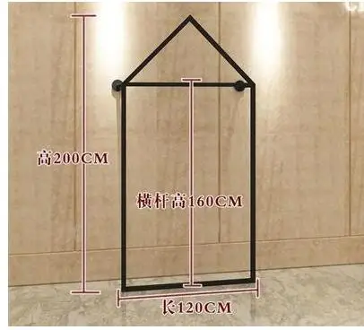 Wrought iron floor clothing store clothes display stand on the wall side hanging women's clothing store floor shelf