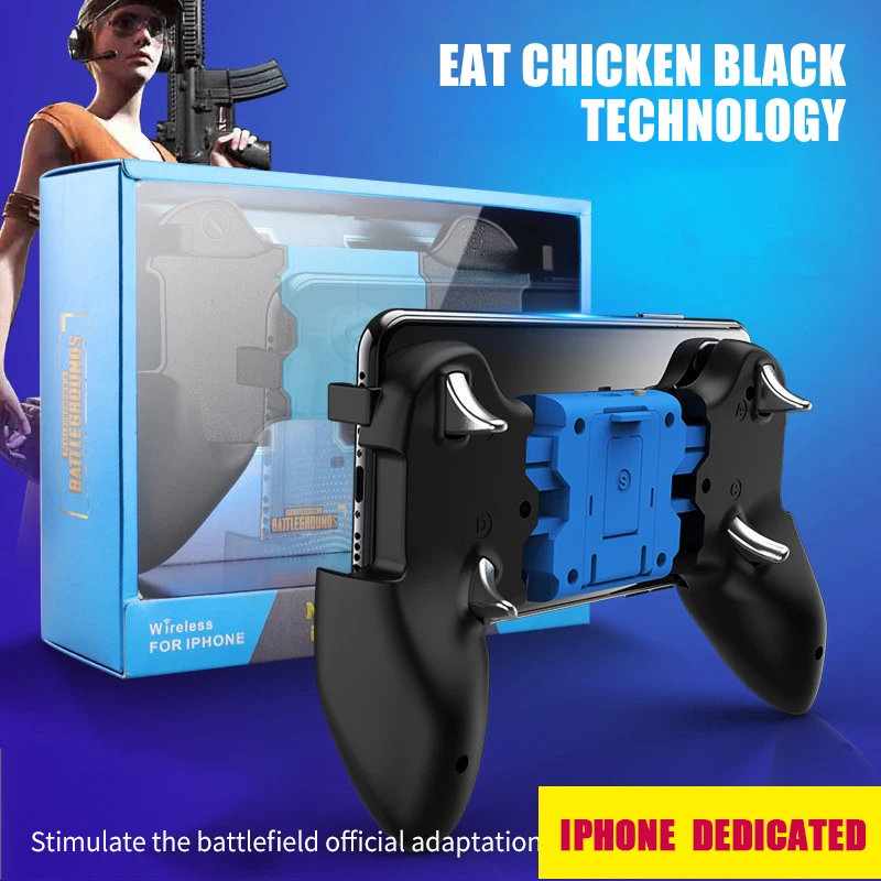 

PUBG Mobile Wireless Gamepad Joystick Game Holder Bluetooth Controller With Cooling Fan For iPhone 2-in-1 Handle And Bracket