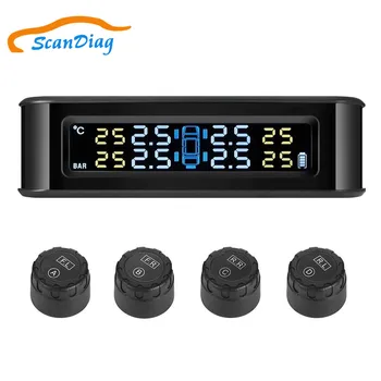 

Car Tire Pressure Solar Powered TPMS Alarm Monitoring System TFT Screen tmps Tyre Pressure Sensor with 4 External Sensors
