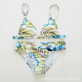 

Bikini Sexy Brazilian Bikini Set Swimwear Women Swimsuit Bathing Suit Leaf Printed Biqui Bikini Push Up Swimsuit hawaiian bikini