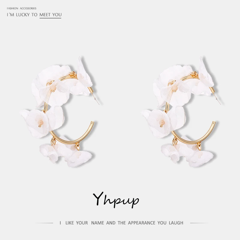 

Yhpup New Fashion Colorful Bohemia Stud Earrings Hyperbole Cotton Crystal Handmade Statement Jewelry pendientes mujer moda 2019