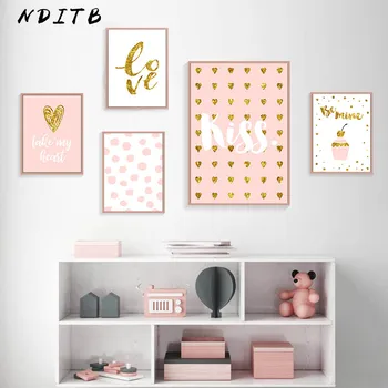 

Romantic Valentine Wall Art Canvas Poster Pink Minimalist Love Prints Decorative Picture Painting Girls Living Room Decoration