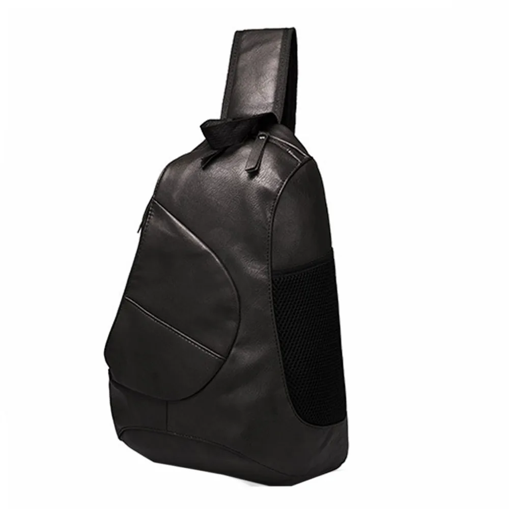 Männer PU Leder Vintage Reise Reiten Unregelmäßigen Dreieck Messenger Schulter Sling Brust Casual Tasche