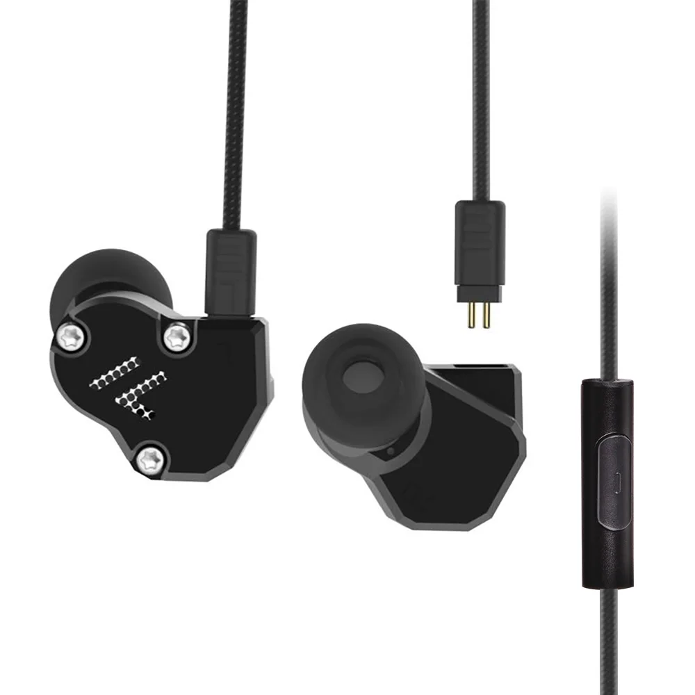 

Revone Original QT2 2DD+1BA Hybrid Hifi Earphone in ear Sport headphone CNC Metal Headset Earbud with Mic PK KZ ZS6