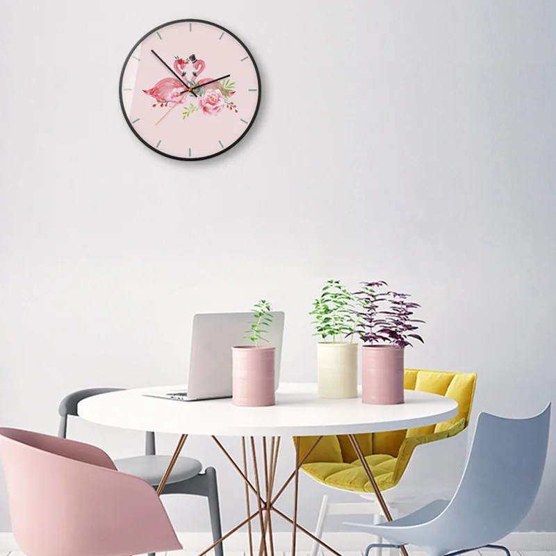 Розовые розы настенные часы Современные немой креативные часы наклейки на стол Простые Модные тенденции гостиная настенные часы