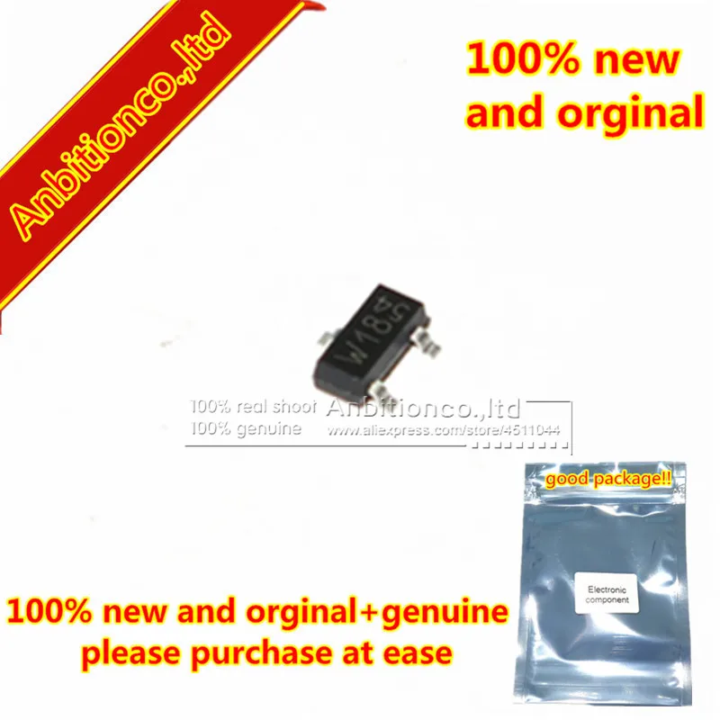 

10pcs 100% new and orginal PDTC143ZT SOT23-3 w18 silk-screen NPN resistor-equipped transistor in stock
