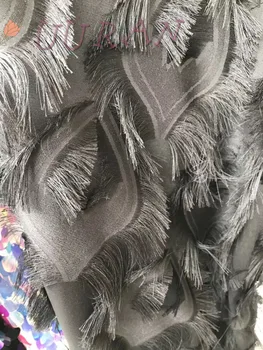 

Top quality new fashion african tulle lace fabric with tassel new arrival