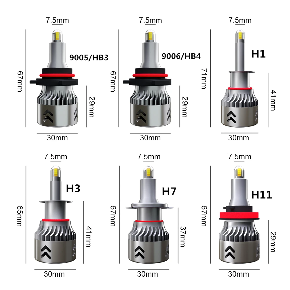 2x H1 H7 H11 светодиодный лампы H3 HB3 HB4 9005 9006 светодиодный фар автомобиля огни 8 граней 360 градусов люминесценции 6000K 15000LM 60 Вт авто лампы