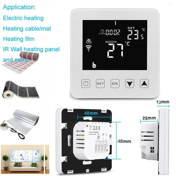 WiFi умный термостат комнатный контроль температуры Лер для воды/электрический подогрев пола/газовый котел Голосовое управление Alexa Google Home - Цвет: White 16A (Electric)