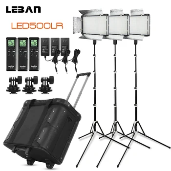 

Godox 3X LED500LRC 300-5600K LED Video Light Continuous Lighting with 3X Light Stand + Roller Carry Bag Video Studio Lights Kit