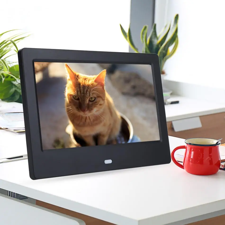 

7inch 1024 x 600 high resolution Digital Photo Frame HD Screen Alarm Clock Music Movie Player with Remote Control EU/US Plug