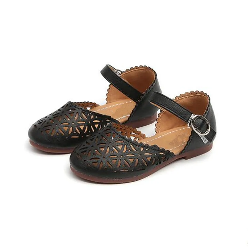 New Arrival 2018 Girls Cut outs Sandals Ankle Strap PU