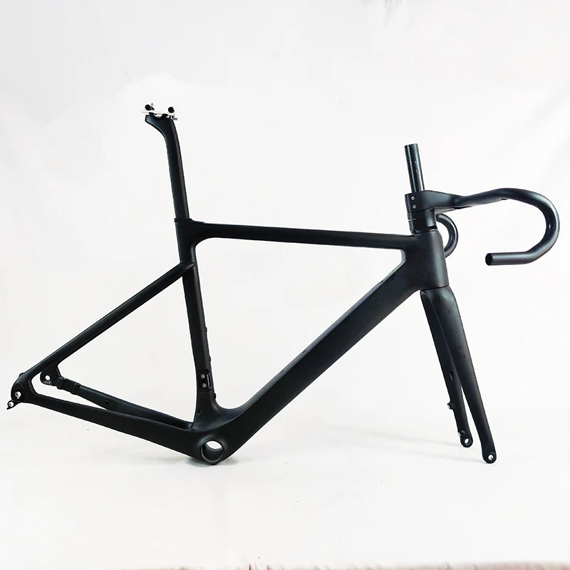 Cheap Full hidden cables Flat mount aero road bike frameset with fork/seatpost/handlebar Ultra-light 975g DI2/Mechanican 2