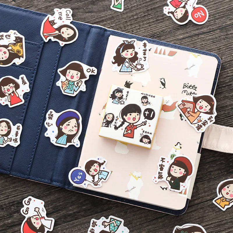 

Korean cartoon cute box sticker diy album decoration sealing sticker lifelog decorative stickers set