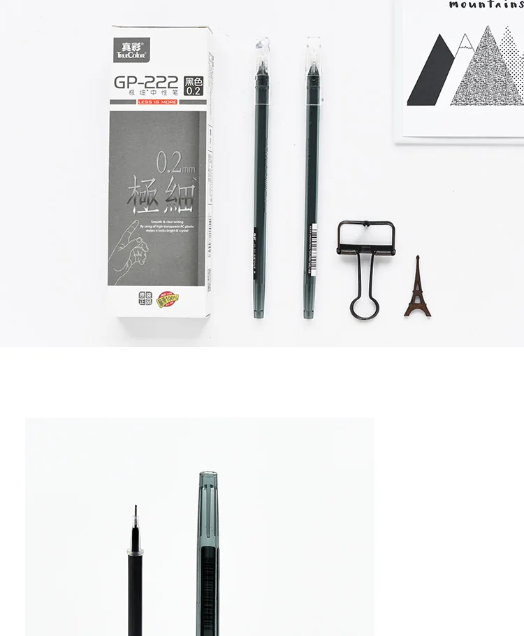 Material de Escritório Lote Criativo 0.2mm Super Fino Agulha Tinta Preta Gel Canetas Student Study Stationerys 12 Pçs - 17 stationerys material de escritório
