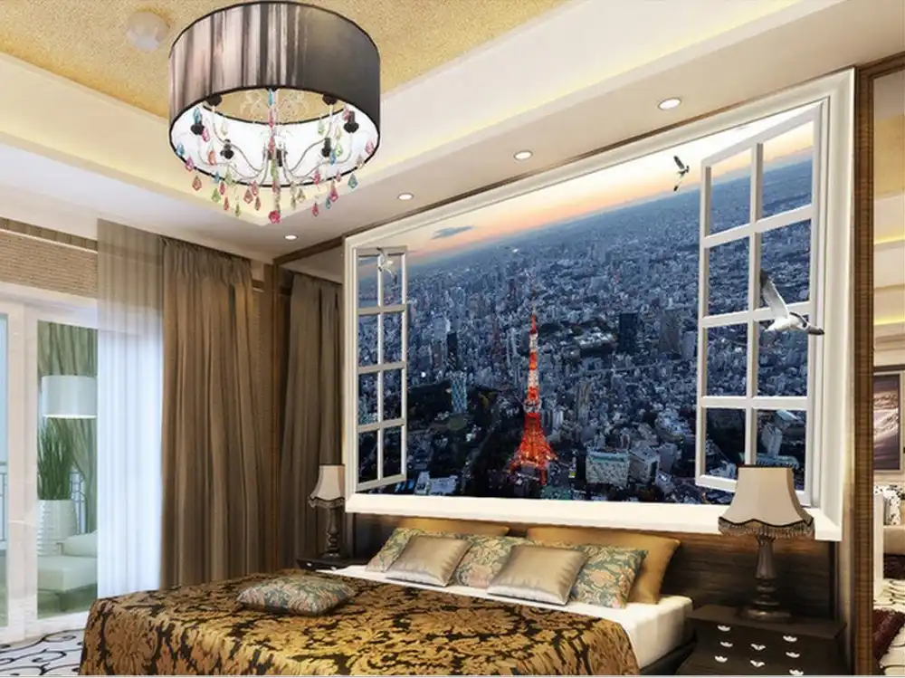 Papel Pintado Para Decoracion 3d Del Hogar Atardecer Paris Ultra