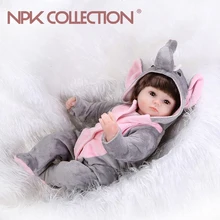 NPKCOLLECTION 40 cm corpo Boneca Reborn Vinil Silicone bonecas Reborn Bebe Realista Moda Lifelike Boneca Recém-nascidos Bebe Crianças Brinquedo