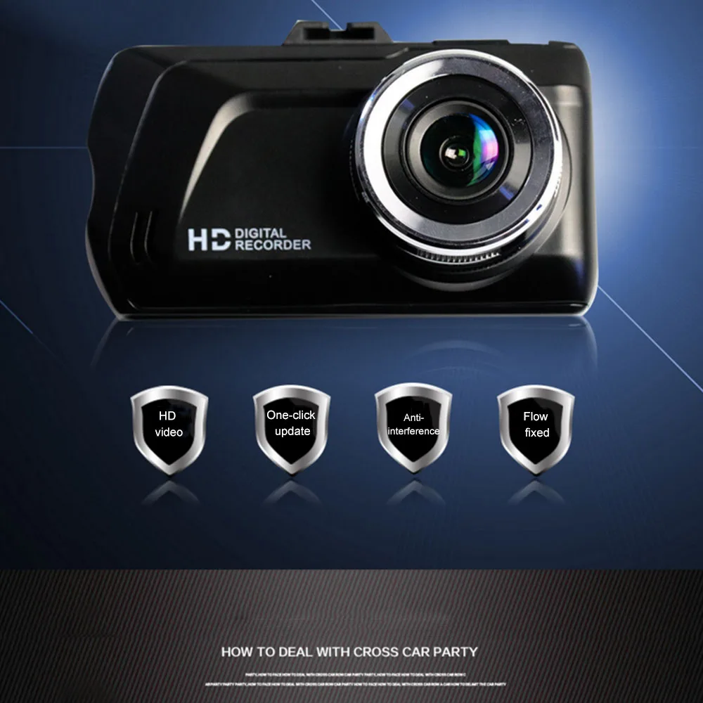 Dash Cam Car 1080P HD Car Driving Recorder G sensor Tachograph Camera Recorder HD Double Cameras