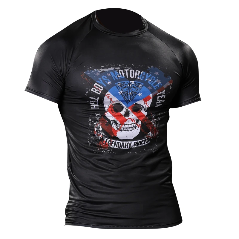 Download Fit Ghost Skeleton Skull Compression Slim Tee Shirts ...