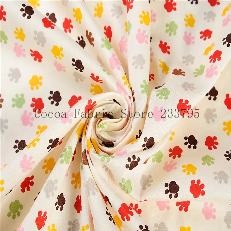 

100cm x160cm 100% Cotton Fabric,Quilting Cloth,Home Textiles Fabric,DIY Handmade Patchwork Textile Cartoon Bear footprints serie