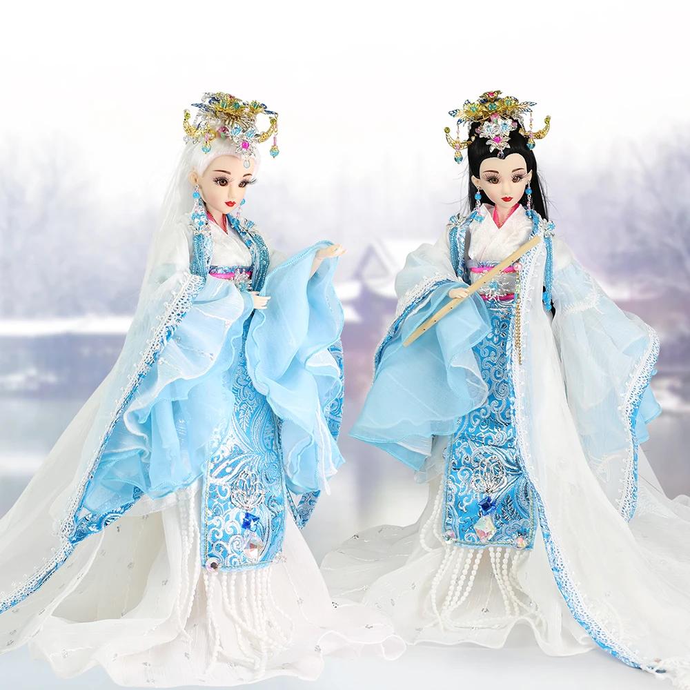 

Fortune days doll East Chinese doll white hair or black hair doll including clothes stand shoes box bjd about 34cm toy
