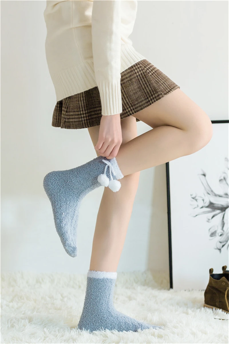 [WPLOIKJD] женские пушистые бархатные пушистые теплые мягкие носки для кровати, новинка, женские милые удобные пушистые Удобные однотонные носки до щиколотки