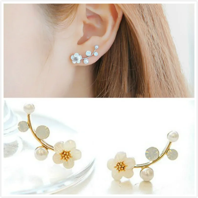 

Fashion Jewelry Crystal Earrings Women's Branch Shell Pearl Flower Earrings Statement Earrings Gifts New Fashion Crystal Earring